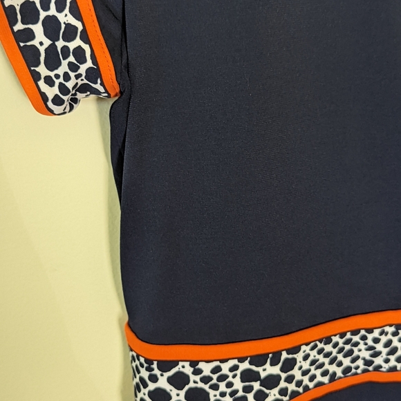 Michael Kors Dress Retro Size Small Lightweight Navy Blue and orange with print - Picture 4 of 10